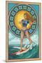 Art Nouveau Surfer Girl-Lantern Press-Mounted Art Print