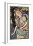 Art Nouveau Woman with Irises-null-Framed Art Print