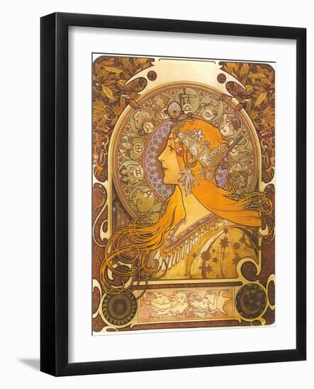 Art Nouveau Zodiac Woman-null-Framed Art Print