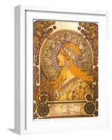 Art Nouveau Zodiac Woman-null-Framed Art Print