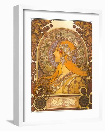 Art Nouveau Zodiac Woman-null-Framed Art Print