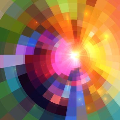 Abstract Colorful Shining Circle Tunnel Background