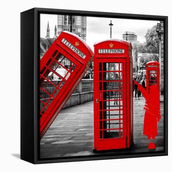 Art Print Series - Red Telephone Booths - London - UK - England - United Kingdom - Europe-Philippe Hugonnard-Framed Stretched Canvas