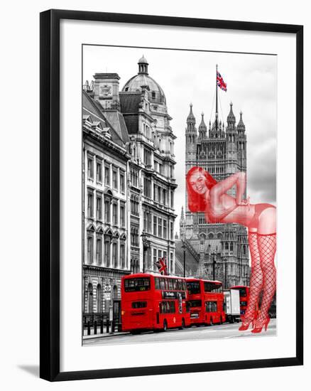 Art Print Series - The House of Parliament and Red Bus London - UK - England - United Kingdom-Philippe Hugonnard-Framed Photographic Print