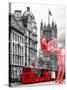 Art Print Series - The House of Parliament and Red Bus London - UK - England - United Kingdom-Philippe Hugonnard-Stretched Canvas