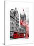 Art Print Series - The House of Parliament and Red Bus London - UK - England - United Kingdom-Philippe Hugonnard-Stretched Canvas