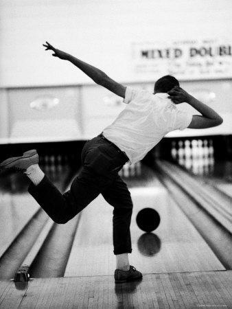 Boy Bowling at a Local Bowling Alley