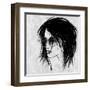 Art Sketched Beautiful Girl Face In Profile And Eyeglass In Black Graphic On White Background-Irina QQQ-Framed Art Print