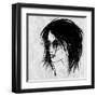 Art Sketched Beautiful Girl Face In Profile And Eyeglass In Black Graphic On White Background-Irina QQQ-Framed Art Print