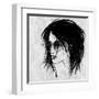 Art Sketched Beautiful Girl Face In Profile And Eyeglass In Black Graphic On White Background-Irina QQQ-Framed Art Print