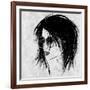 Art Sketched Beautiful Girl Face In Profile And Eyeglass In Black Graphic On White Background-Irina QQQ-Framed Premium Giclee Print