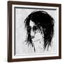 Art Sketched Beautiful Girl Face In Profile And Eyeglass In Black Graphic On White Background-Irina QQQ-Framed Art Print