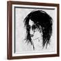 Art Sketched Beautiful Girl Face In Profile And Eyeglass In Black Graphic On White Background-Irina QQQ-Framed Art Print