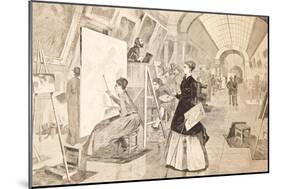 Art Students and Copyists in the Louvre Gallery, Paris, January 11, 1868-Winslow Homer-Mounted Giclee Print