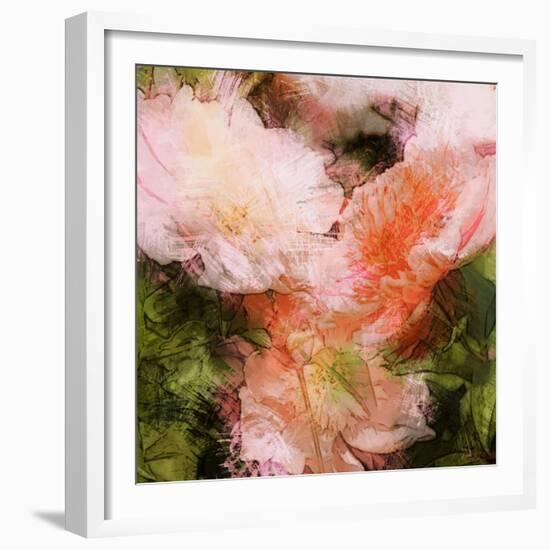 Art Vintage Floral Blurred Background with Pink Peonies in Garden-Irina QQQ-Framed Premium Giclee Print