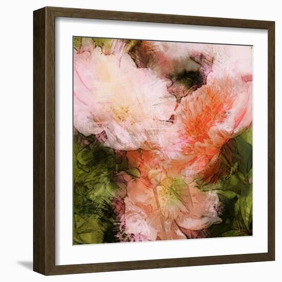 Art Vintage Floral Blurred Background with Pink Peonies in Garden-Irina QQQ-Framed Art Print