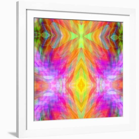 Art Vintage Geometric Ornamental Pattern, Blur Background in Yellow, Lilac, Pink and Red Colors-Irina QQQ-Framed Art Print