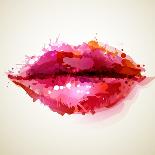 Beautiful Woman Pink Lips Formed by Abstract Blots. it Can Be Used on Any Background Color.-artant-Framed Art Print