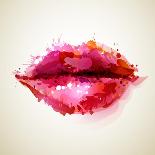 Beautiful Woman Pink Lips Formed by Abstract Blots. it Can Be Used on Any Background Color.-artant-Art Print