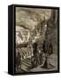 Artaxerxes granting liberty to the Jews - Bible-Gustave Dore-Framed Stretched Canvas