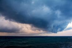 Luxury Navy Blue Sail Yacht is Sailing on High Speed in a Blue Sea with Waves Reflected in a Smooth-Artem Avetisyan-Photographic Print