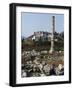 Artemision or Temple of Artemis with Ayasoluk Fortress in the Background, Ephesus, Turkey-null-Framed Giclee Print