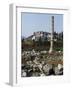 Artemision or Temple of Artemis with Ayasoluk Fortress in the Background, Ephesus, Turkey-null-Framed Giclee Print