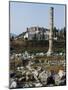 Artemision or Temple of Artemis with Ayasoluk Fortress in the Background, Ephesus, Turkey-null-Mounted Giclee Print