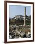 Artemision or Temple of Artemis with Ayasoluk Fortress in the Background, Ephesus, Turkey-null-Framed Giclee Print