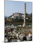 Artemision or Temple of Artemis with Ayasoluk Fortress in the Background, Ephesus, Turkey-null-Mounted Giclee Print