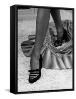 Artful Shot of Model Showing Off a Pair of High Heel Shoes-Nina Leen-Framed Stretched Canvas