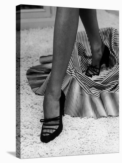 Artful Shot of Model Showing Off a Pair of High Heel Shoes-Nina Leen-Stretched Canvas