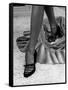 Artful Shot of Model Showing Off a Pair of High Heel Shoes-Nina Leen-Framed Stretched Canvas