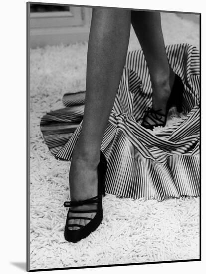 Artful Shot of Model Showing Off a Pair of High Heel Shoes-Nina Leen-Mounted Photographic Print