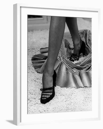 Artful Shot of Model Showing Off a Pair of High Heel Shoes-Nina Leen-Framed Photographic Print