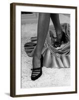 Artful Shot of Model Showing Off a Pair of High Heel Shoes-Nina Leen-Framed Photographic Print