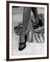 Artful Shot of Model Showing Off a Pair of High Heel Shoes-Nina Leen-Framed Photographic Print