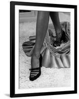 Artful Shot of Model Showing Off a Pair of High Heel Shoes-Nina Leen-Framed Photographic Print