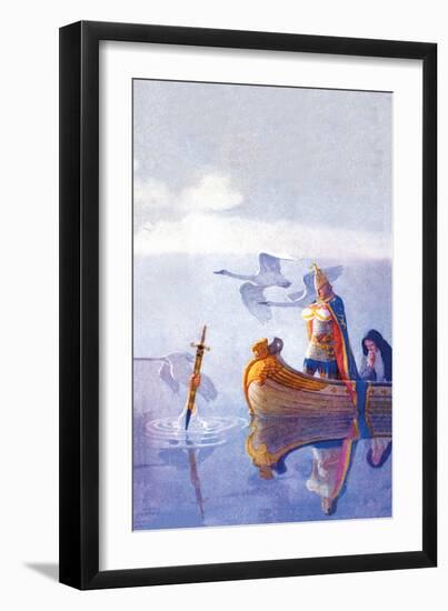 Arthur and Excalibur-Newell Convers Wyeth-Framed Art Print