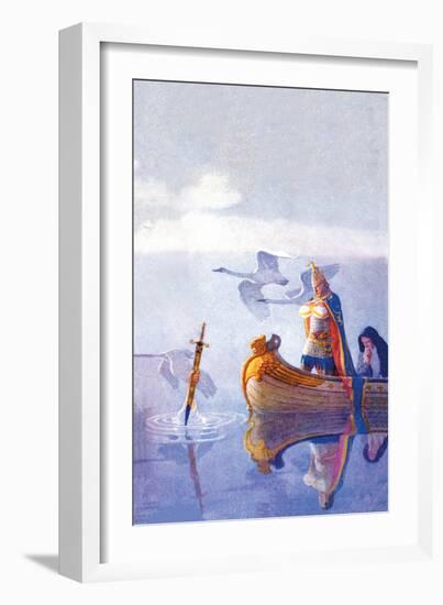 Arthur and Excalibur-Newell Convers Wyeth-Framed Art Print