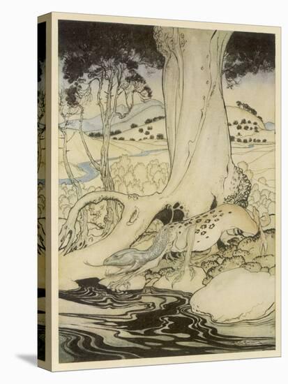 Arthur and Questing Beast-Arthur Rackham-Stretched Canvas