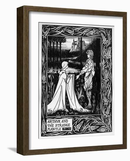 Arthur and the Strange Mantle, an Illustration from 'Le Morte D'Arthur' by Sir Thomas Malory-Aubrey Beardsley-Framed Giclee Print