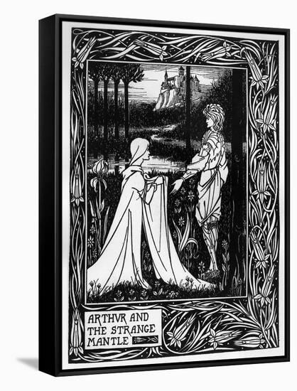 Arthur and the Strange Mantle, an Illustration from 'Le Morte D'Arthur' by Sir Thomas Malory-Aubrey Beardsley-Framed Stretched Canvas