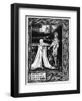 Arthur and the Strange Mantle, an Illustration from 'Le Morte D'Arthur' by Sir Thomas Malory-Aubrey Beardsley-Framed Premium Giclee Print