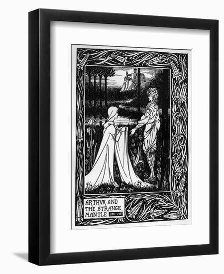 Arthur and the Strange Mantle, an Illustration from 'Le Morte D'Arthur' by Sir Thomas Malory-Aubrey Beardsley-Framed Giclee Print