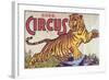 "Arthur Bros. Circus" Poster with Illustration of Roaring Tiger, Circa 1945-null-Framed Giclee Print