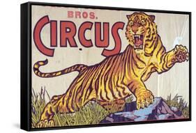 "Arthur Bros. Circus" Poster with Illustration of Roaring Tiger, Circa 1945-null-Framed Stretched Canvas