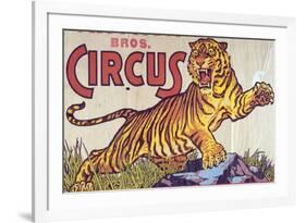 "Arthur Bros. Circus" Poster with Illustration of Roaring Tiger, Circa 1945-null-Framed Giclee Print