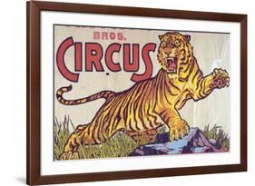 "Arthur Bros. Circus" Poster with Illustration of Roaring Tiger, Circa 1945-null-Framed Giclee Print