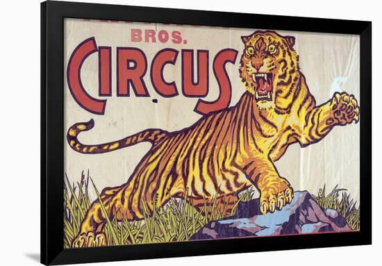 "Arthur Bros. Circus" Poster with Illustration of Roaring Tiger, Circa 1945-null-Framed Giclee Print